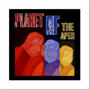 three apes , three colors design Posters and Art